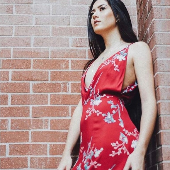 Adhira Aura Red Floral Maxi Dress w/Side Slits NWT - Picture 9 of 15